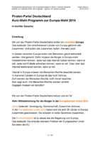 Piratenpartei | EU-Wahlprogramm 2014 in leichter Sprache