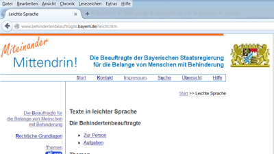 Internet-Seite der Behinderten-Beauftragten von Bayern in leichter Sprache [PDF]
