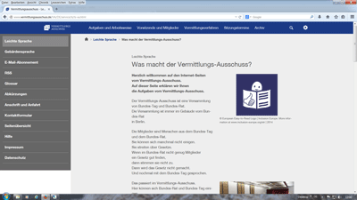 Internet-Seite www.vermittlungsausschuss.de | leichte Sprache