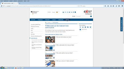 Internet-Seite von der Internet-Seite www.exist.de | Leichte Sprache